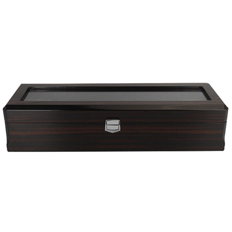 Luxe 6 Slots Houten Horloge Vitrine, Glas Overgoten Houten Horloge Vitrine Horloge Sieraden Organizer