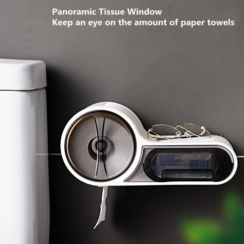 Bathroom waterproof tissue box wall-mounted tissue storage box plastic bathroom toilet paper holder nail-free installation