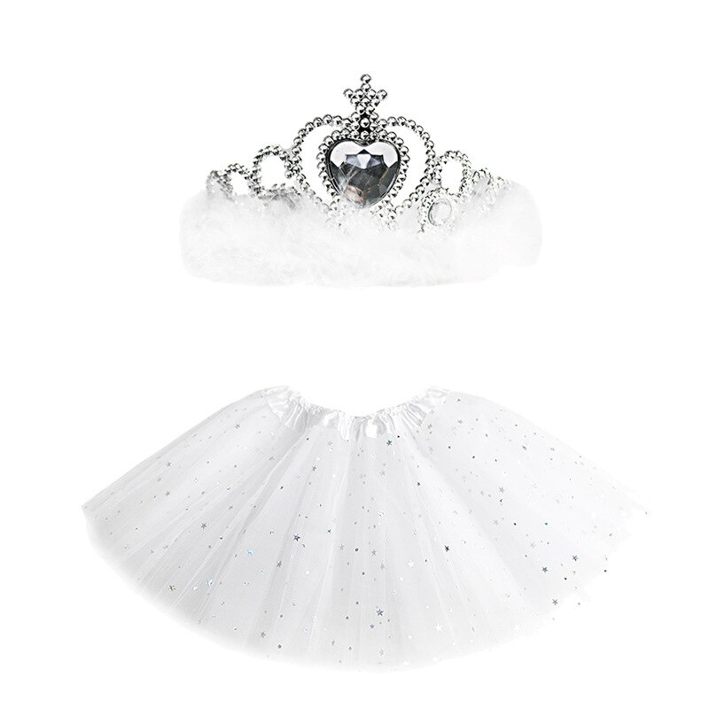 Enfant en bas âge bébé fille princesse Tulle Tutu jupe + couronne fête d'anniversaire Costume solide jupes décontracté Mini jupes: A