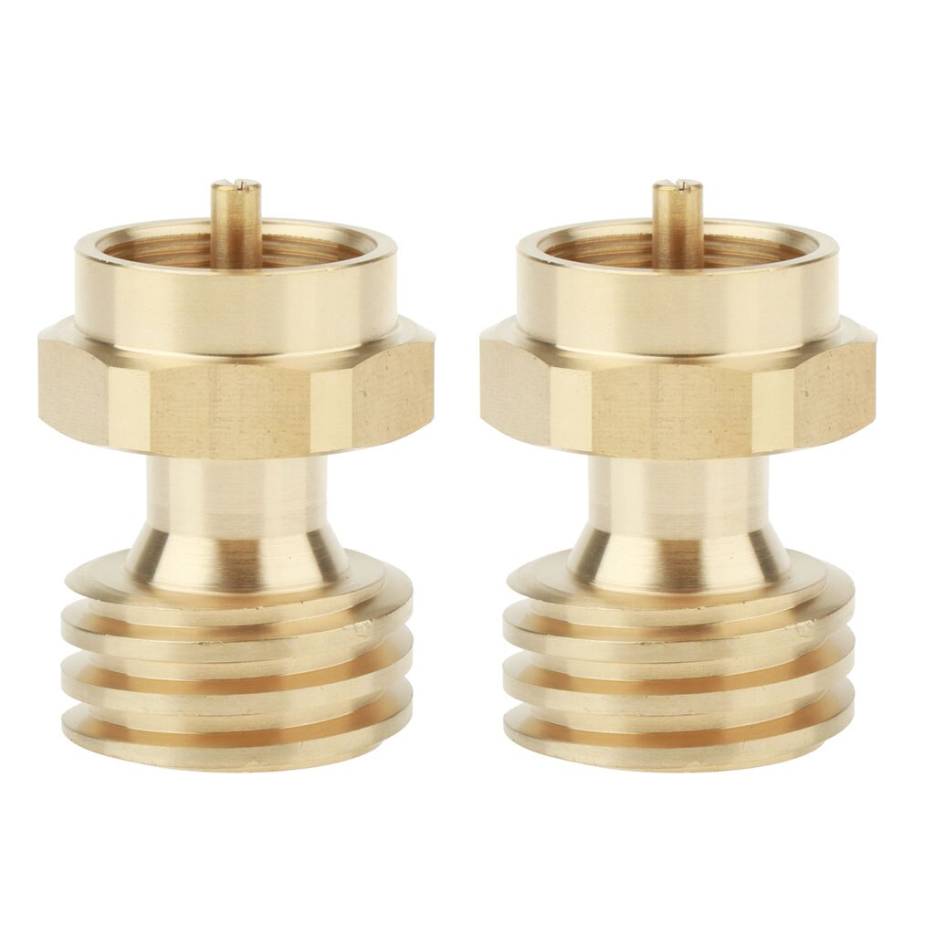 2xUniversal Brass Gas Bottle 1 lb to 20 lb Propane Tank Adapter Converter