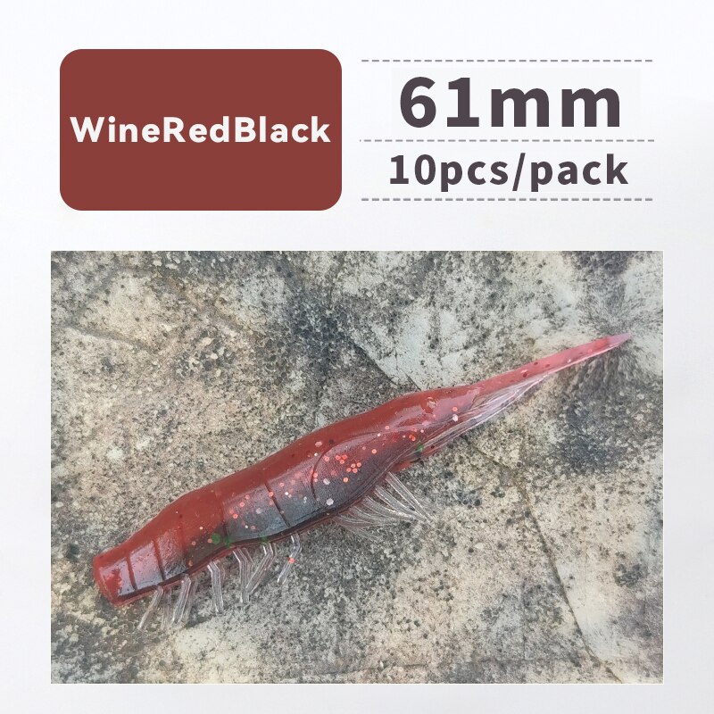 ANKIKEDI-Señuelo de Pesca de Silicona Blanda Similar a una Gamba, Cebo para Pescar Lubina, Carpa o Lucio, Ideal para Usar desde Roca: WineRedBlack