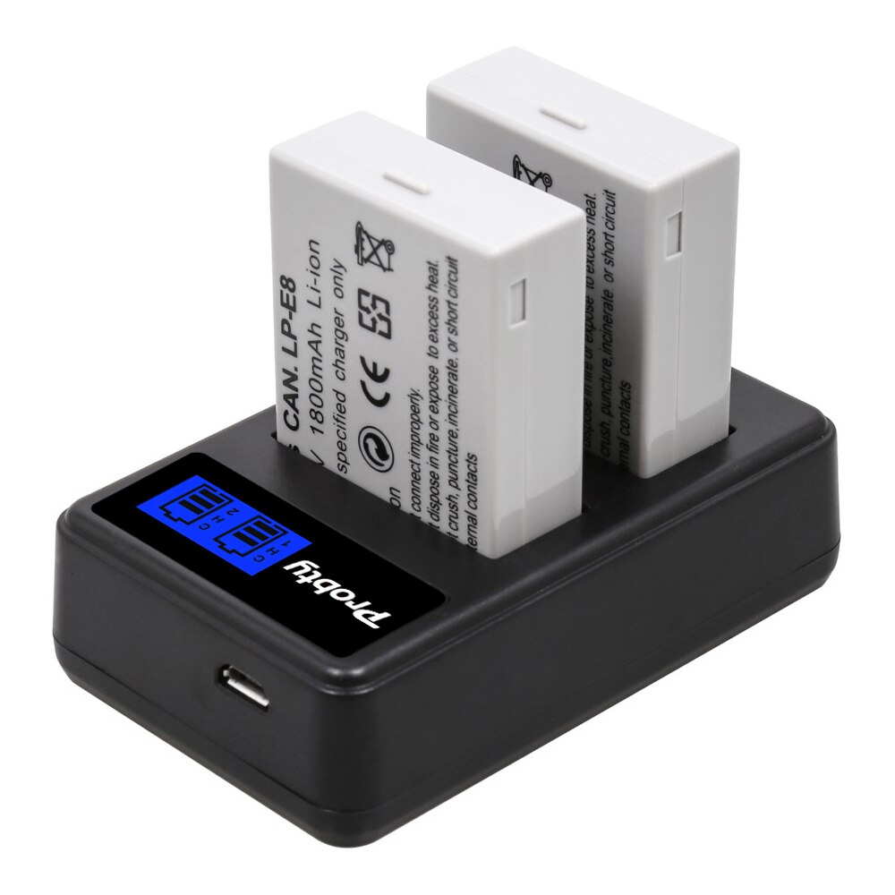 1800mAh LP-E8 LPE8 LP E8 Batterie Batterie AKKU + LCD Double Chargeur pour appareil photo Canon EOS 550D 600D 650D 700D X4 X5 X6i X7i T2i T3i
