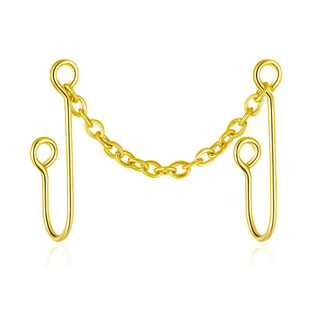 Novo nariz duplo piercing corrente nariz para narina piercing aço inoxidável nariz parafuso prisioneiro decoração brinco piercing corrente feminina