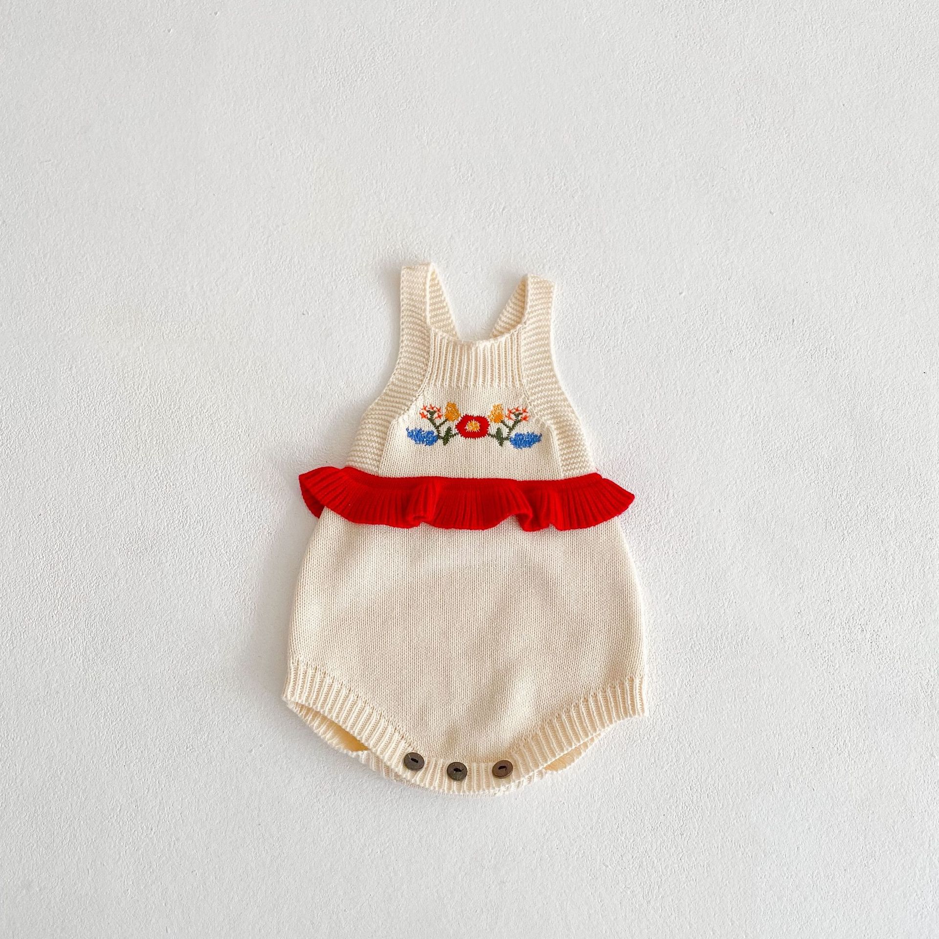 Bobotcnunu 2022 Baby jungen mädchen ärmelloser strickbody bestickt frühling herbst kleidung: Beige / 6m 66cm