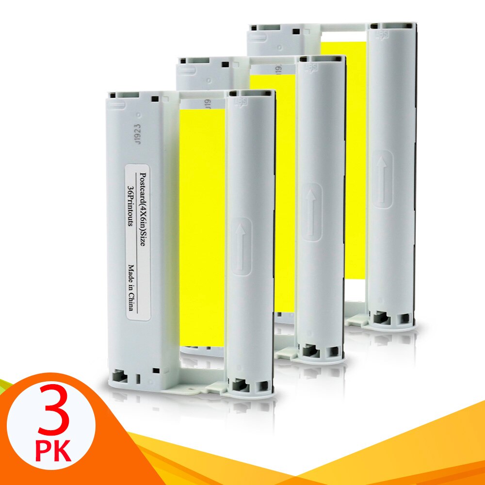 6 Inch KP 108IN KP-36IN Ink Paper Set For Canon Selphy CP1300 Ink Cartridge For Canon Selphy CP1200 CP910 CP900 Photo Printer: 3 Inks