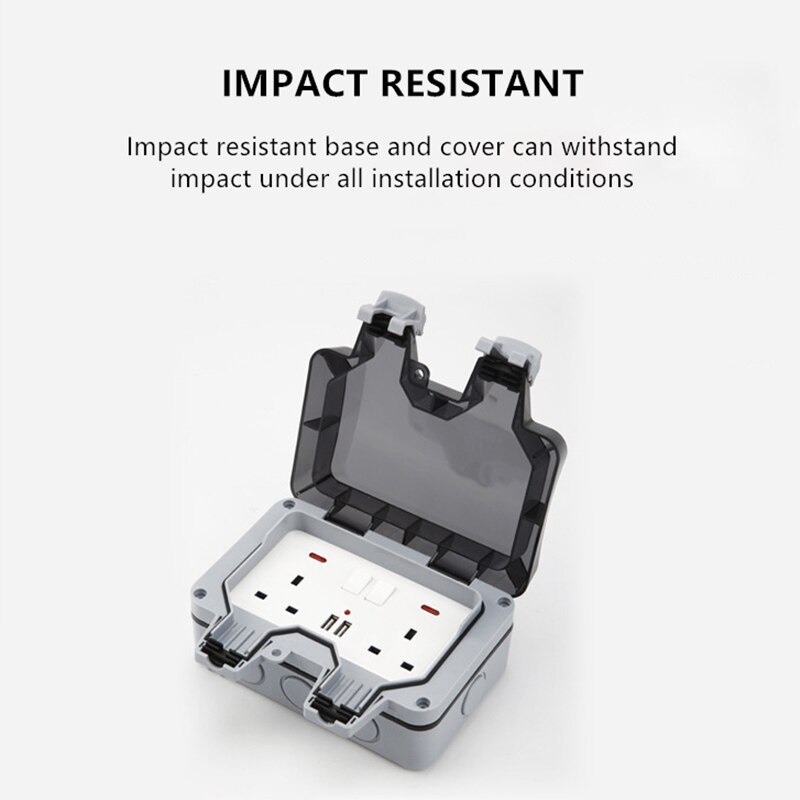 Waterproof Outdoor Socket Wall Electrical Outlets IP66 Switched Socket Covers 13A Outdoor Wall Plug Socket Box