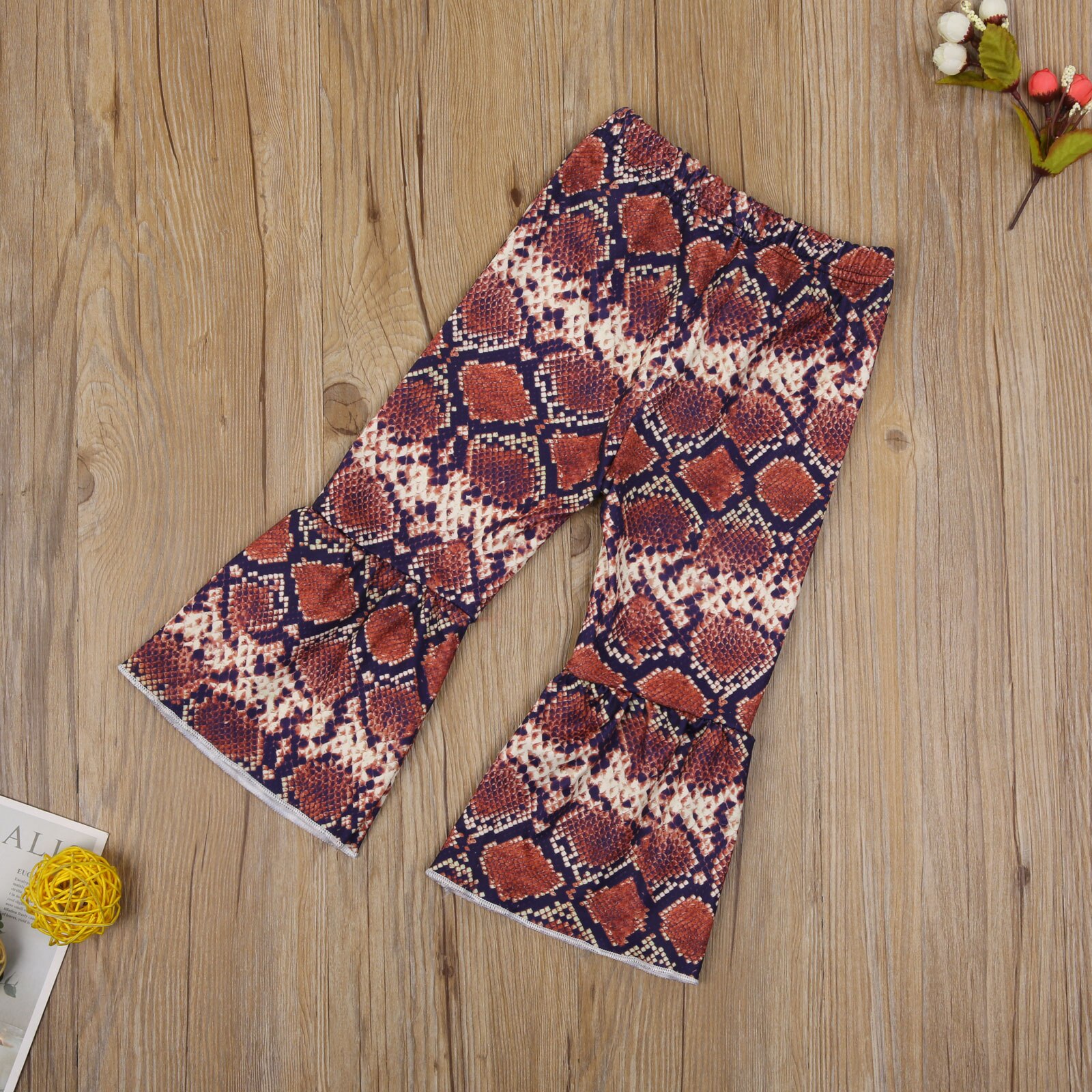 Kinder flare broek voor babymeisjes, kinder trompet ruches slangenpatroon luipaardprint broek voor peuters babykleding