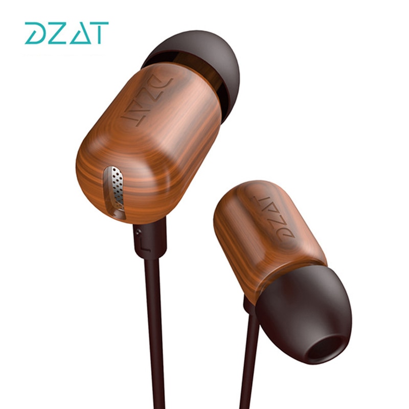 DZAT DF-10 3.5mm In Ear Oortelefoon DIY Houten DJ Koptelefoon Pure Hout Zware Bass Muziek HIFI Oordopjes Met Microfoon Voor Smartphones