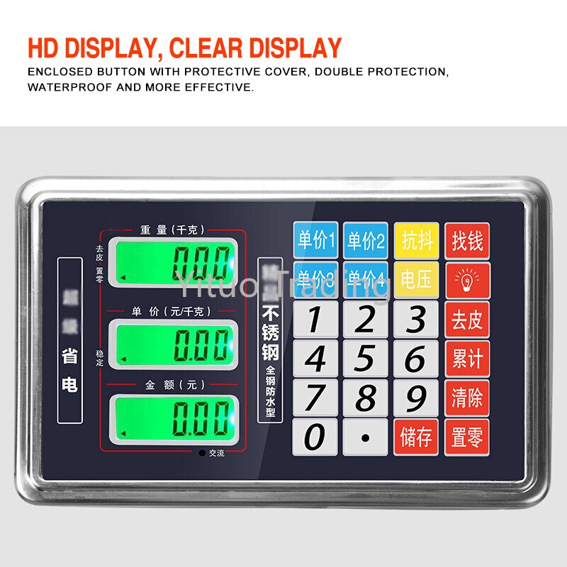 Commercial Digital Display Stainless Steel Electronic Scale Button Panel Pricing Scale Desktop Weight Scale Anti-jitter