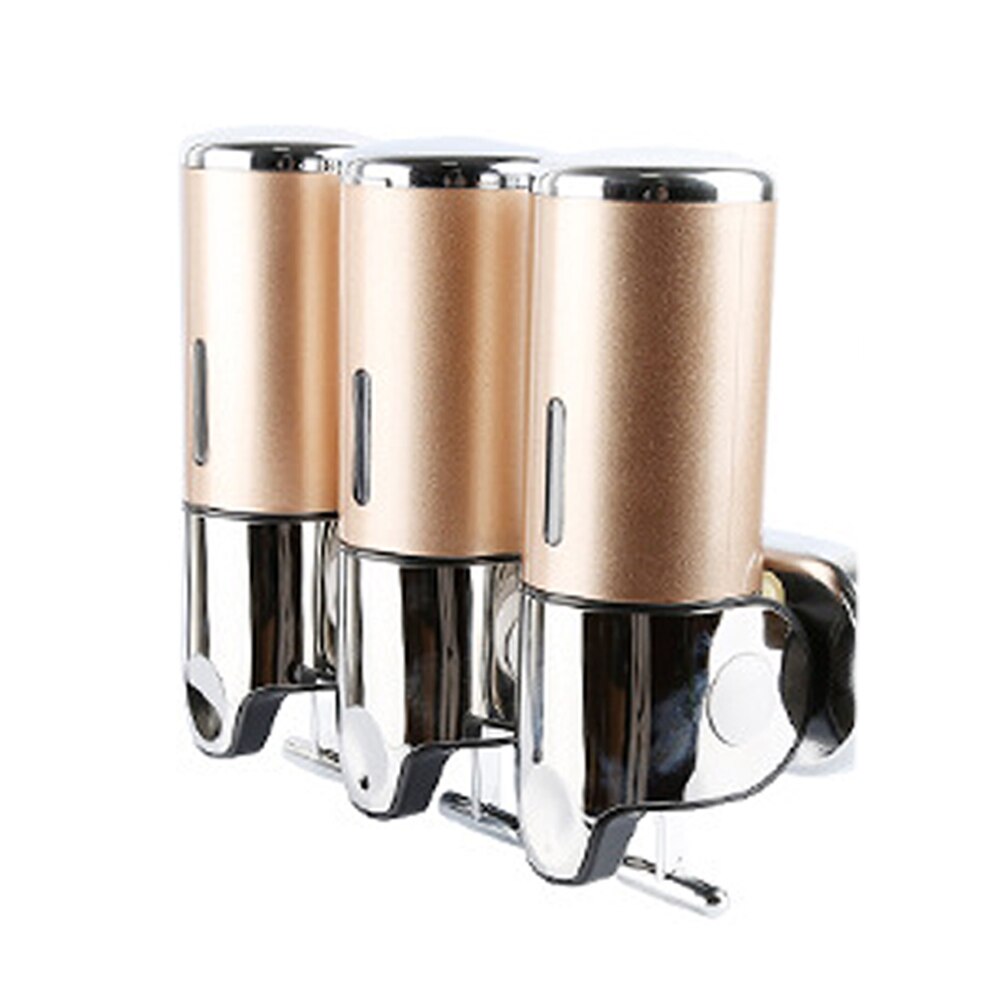 Liquid Soap Dispenser Wall Mounted Shower Gel Dispensers Shampoo Container Kitchen Tools Pump Double Hand Bathroom Soap Bottle#9: Three Gold