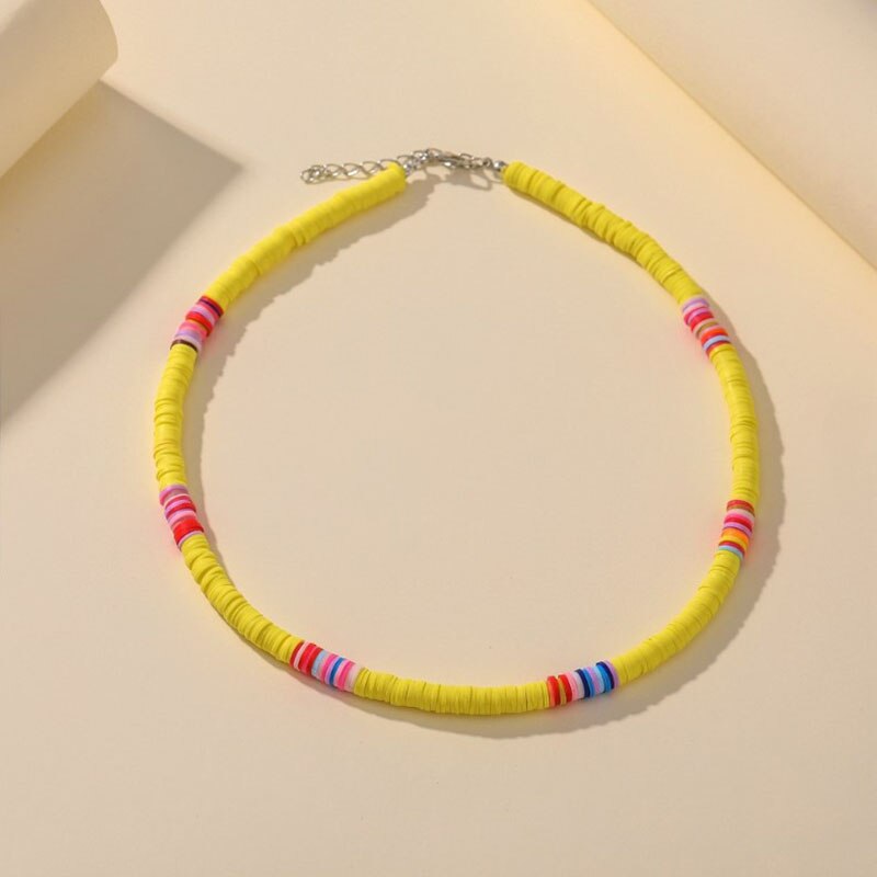 Bohemian etnische stijl ketting retro schijf ketting dames ketting strand veelkleurige polymeer klei sleutelbeen ketting: 8