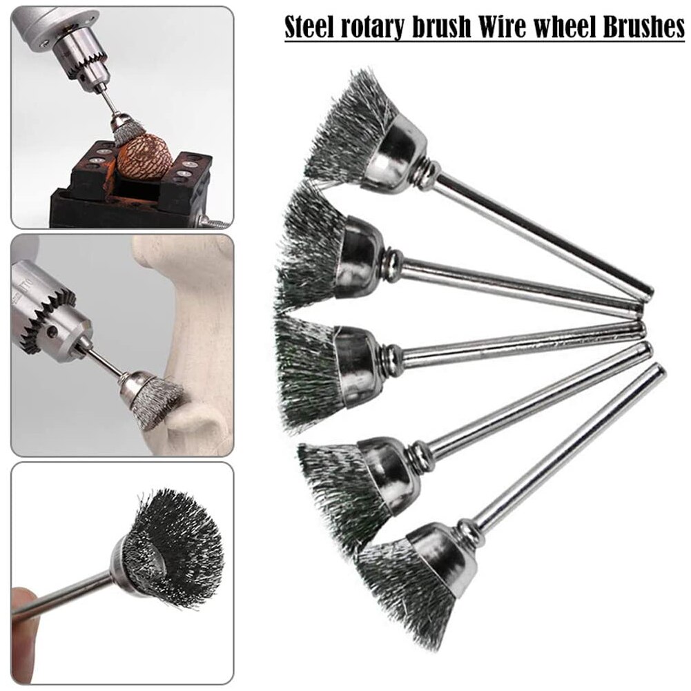 36Pcs Brass Brush Steel Cleaning Wire Wheels Brushes Drill Rotary Tools Polishing Rotary Tools Metal Rust Removal Brush Set