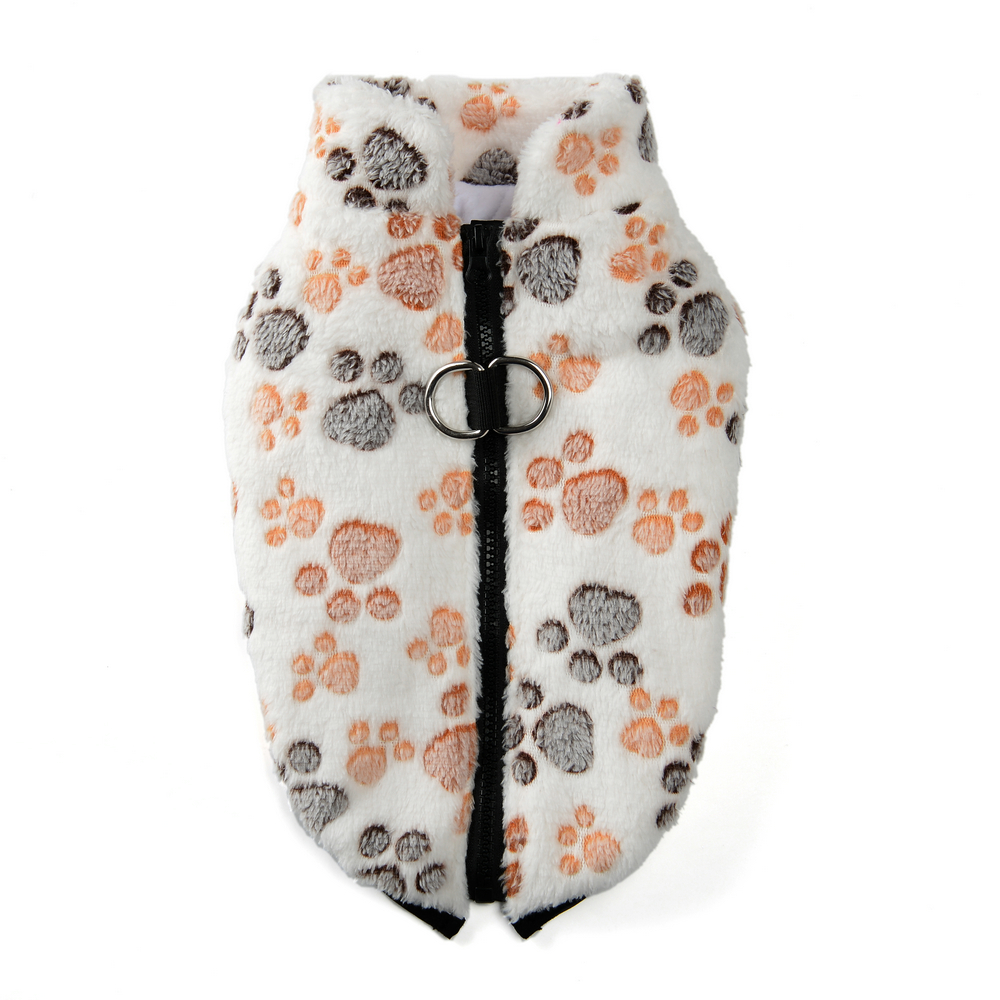 Fleece hondenkleding Winter warm puppyjack voor kleine honden Katten Truijas met ritssluiting D-ring Leuke print Chihuahua huisdieroutfits: XL / Goud