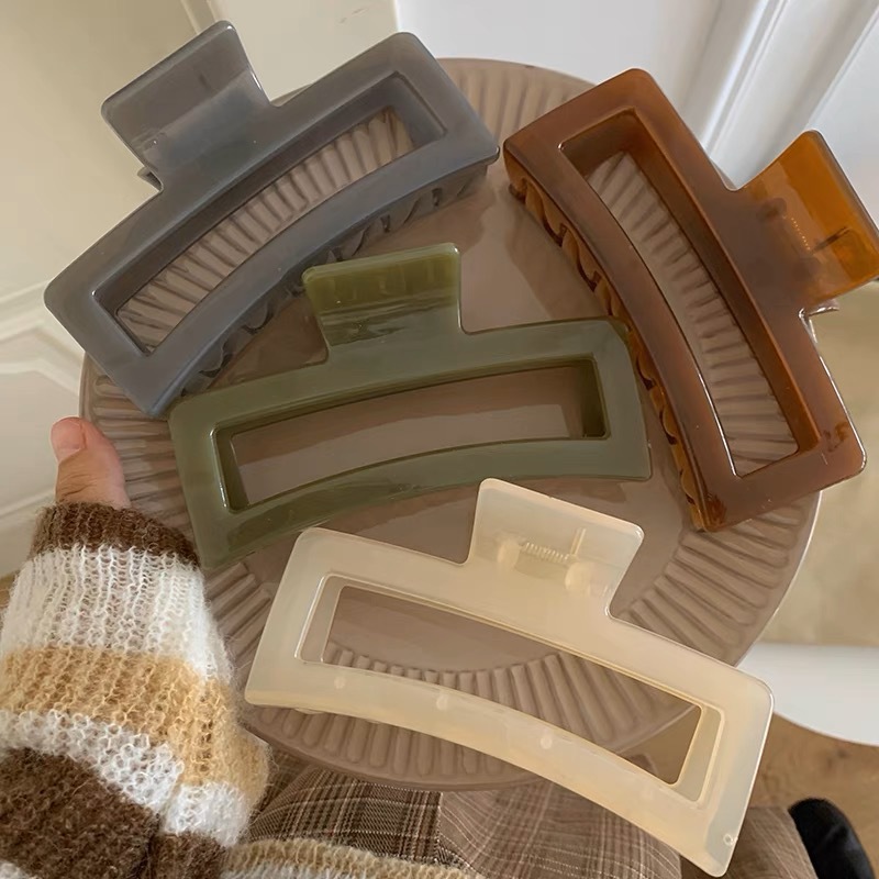Koreaanse Grote Effen Haar Klauw Elegante Haarspelden Barrette Krab Haar Clips Voor Vrouwen Meisjes Vierkante Hoofddeksels Haaraccessoires Sieraden