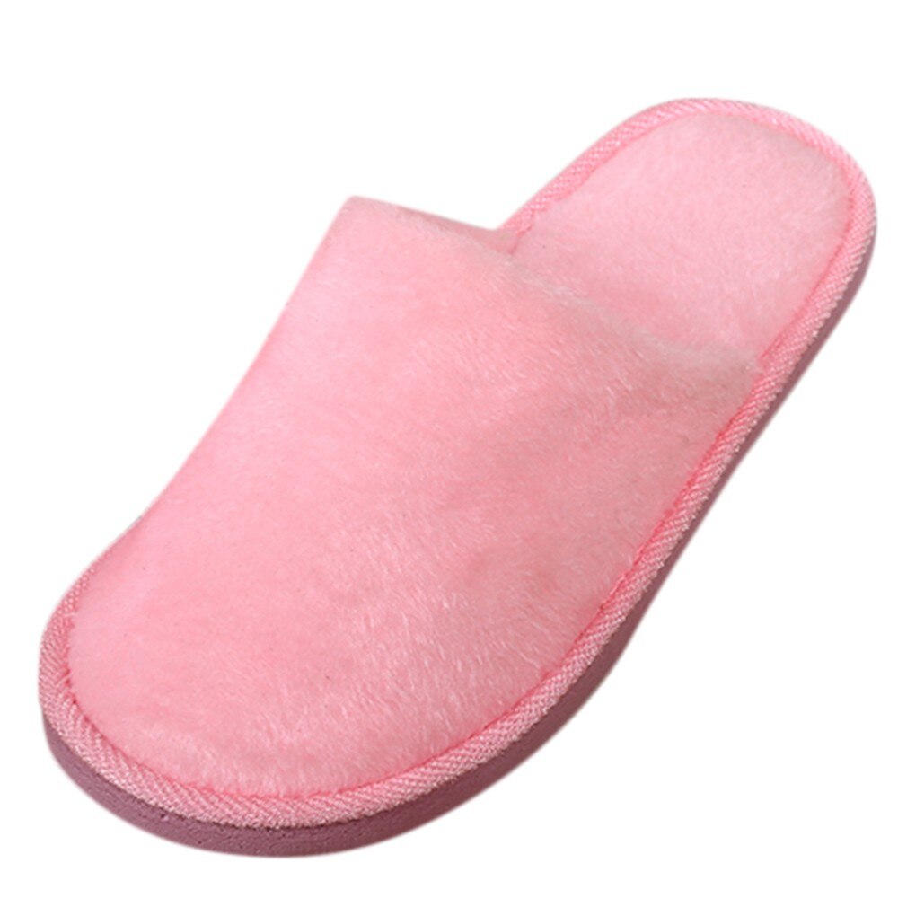 Chaussures antidérapantes pour hommes et femmes, pantoufles chaudes en peluche pour la maison, chaussures de chambre à coucher: Pink / 7.5