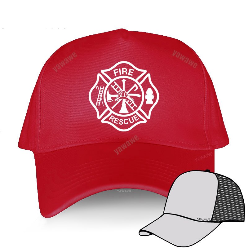 Fire Rescue Firefighter Baseball Caps Adjustable Caps Unisex Cool Fireman Hats: red mesh