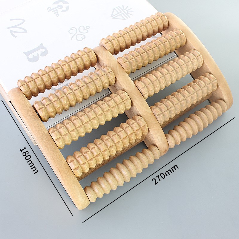 Holz Fuß Massage Walze Big Fünf-row Holz Fuß Massager Stimuliert Akupunkturpunkt Füße Plantarfasziitis Roller Reflexzonenmassage
