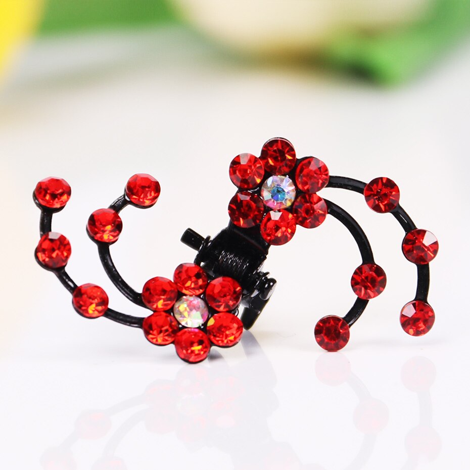 Mini serre-tête en strass flocon de neige | 6 pièces/1 pack, pinces à cheveux de mariée de mariage, épingles à cheveux fleur, accessoire de cheveux: Rouge