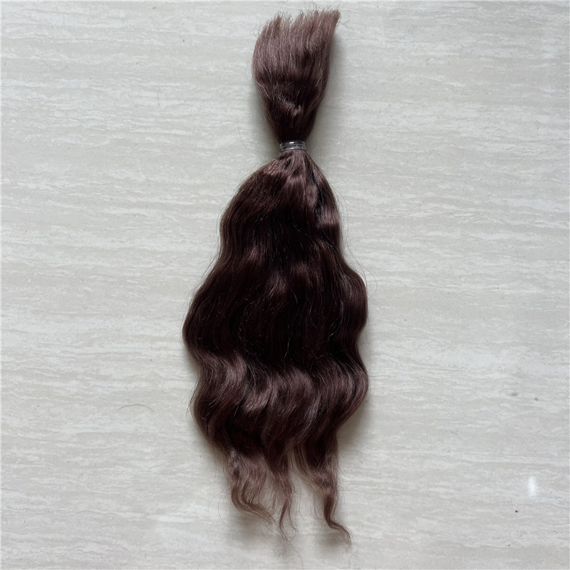 Mohair-Peluca de muñecas Reborn, pelo con té dorado claro, marrón, para bricolaje, fácil de lavar y de raíz: Vino tinto