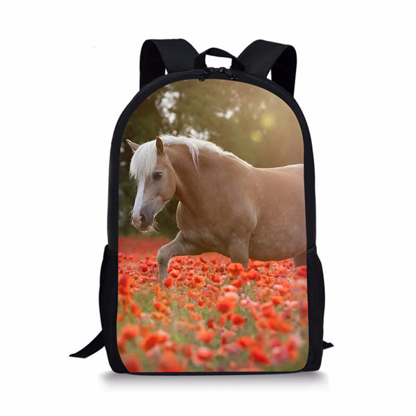 Kids Backpack Flower Horse Prints Pattern Children&#39;s School Bags Cute Toddler Book Bags Women&#39;s Travel Backpack: CDWX3674C