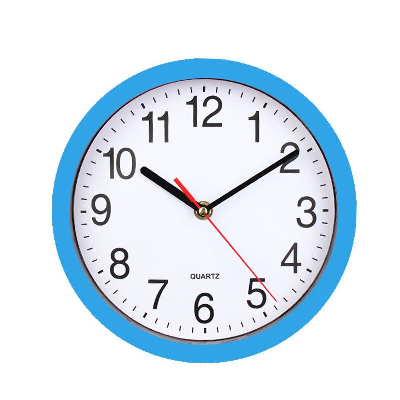 Simple Round 8 Inch White Background Clock Clock Study Room Kitchen Living Room Silent Scanning Quartz Wall Clock -1: blue