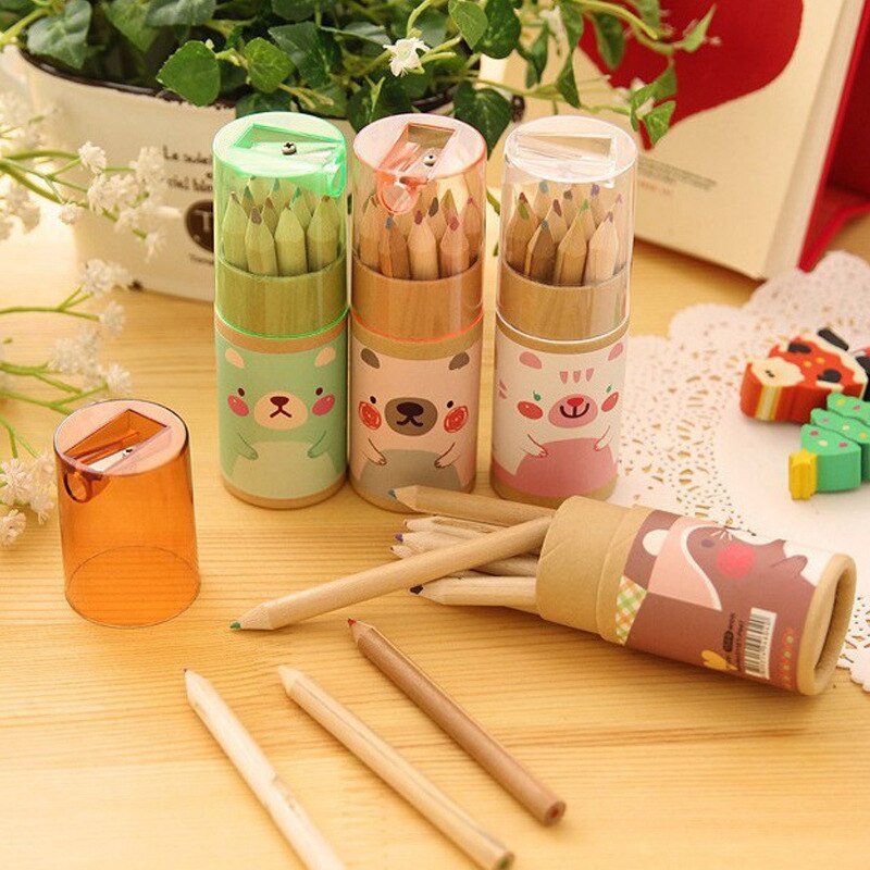 12 Kleur/Set Leuke Meisje Potloden Potlood Kinderen Schilderen Houten Kleuren Potlood Student Briefpapier Schoolbenodigdheden Tekening Set