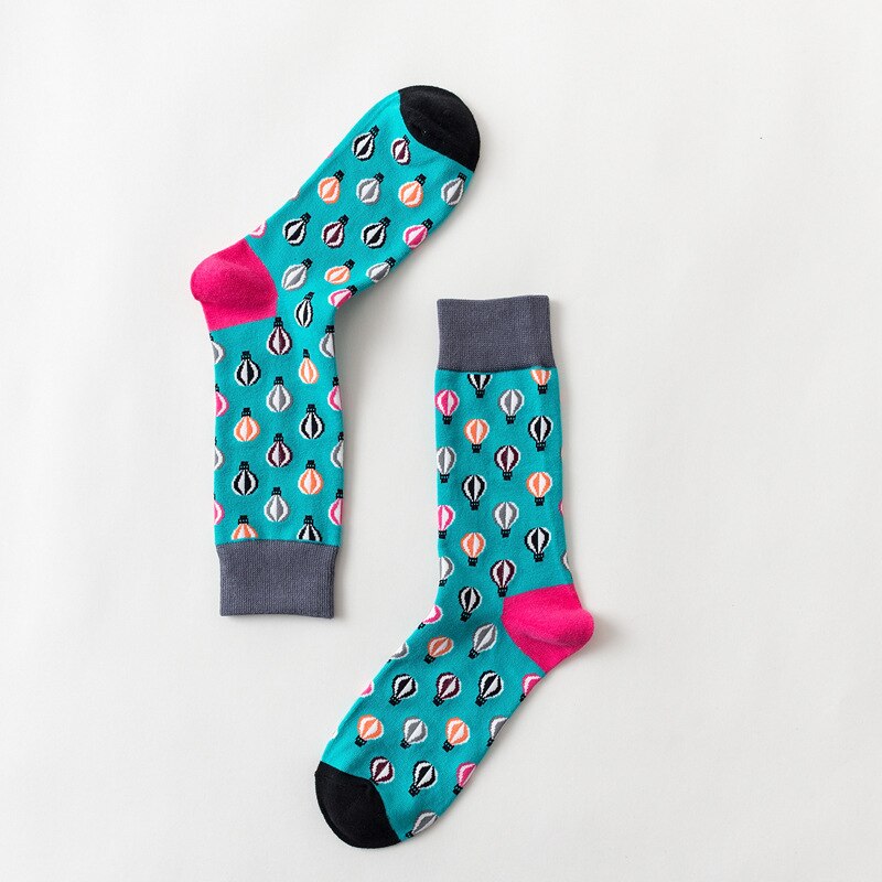 Cool estilo callejero de Harajuku Crazy Cartoon divertido mujeres Casual calcetines hombres cortos calcetines de hip hop hombres novedad feliz algodón colorido Socs: green hot air 18