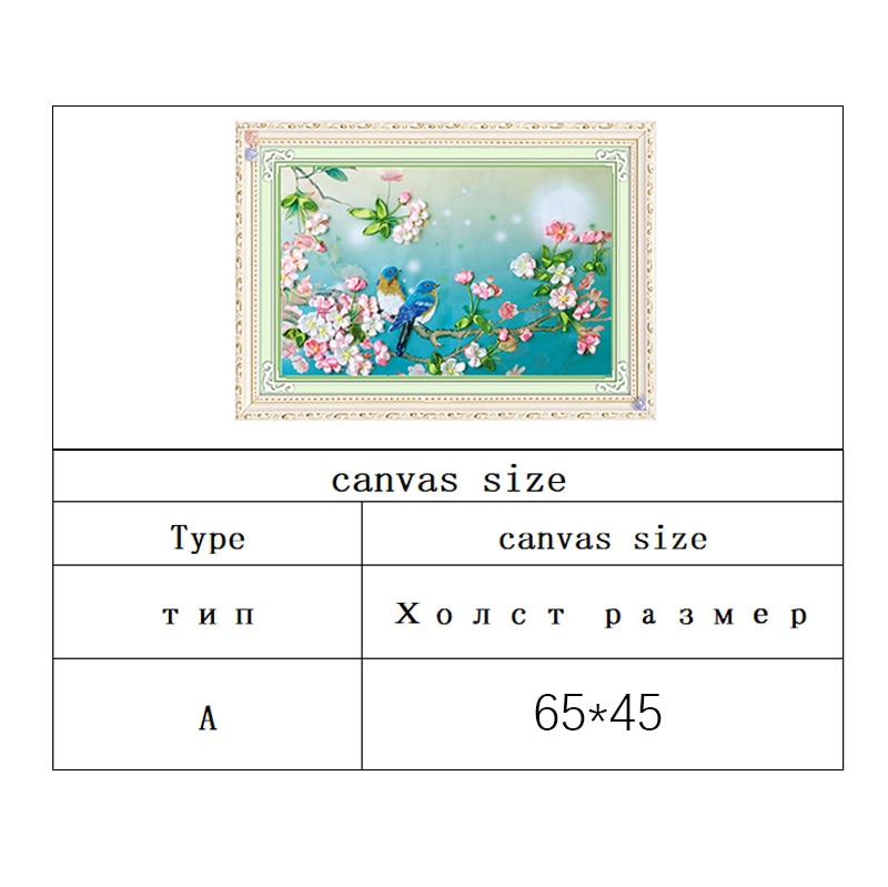 Flor pájaro seda cinta bordado 3D lienzo pintura satén punto de cruz kit artesanía de costura DIY home dec pegatina de pared