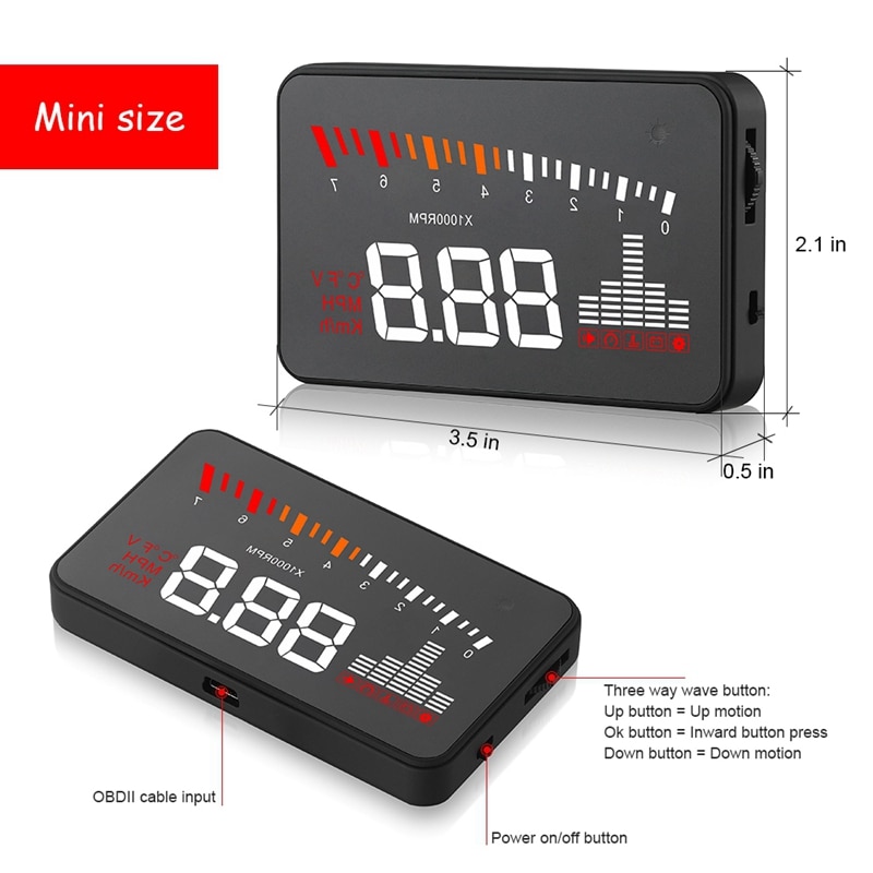 Auto voltaje electrónico alarma 3,5 Head-Up Display HUD coche OBD2 HUD de velocidad del coche para proyector Digital Speeeter X5
