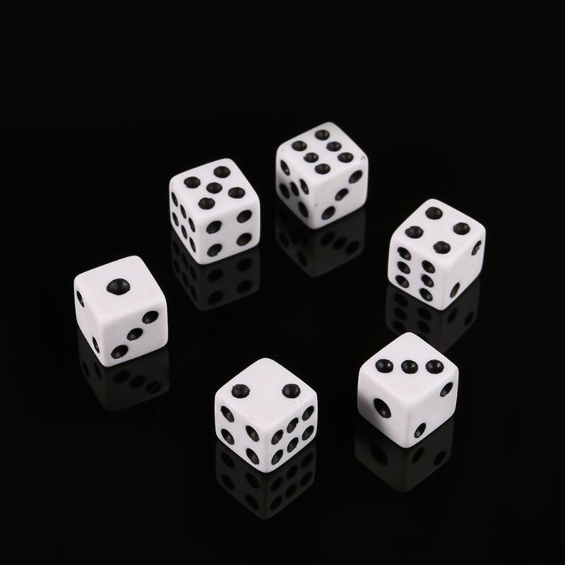 100 Pcs 8mm Plastic White Game Dice Six Sided Decider Birthday Parties Board Game