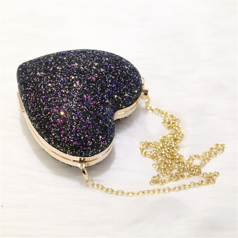 Day Clutch Evening Bags Love Heart Shaped Bling Chain Crossbody Shoulder Bag For Wedding Diamonds Lock Purse Party Bags