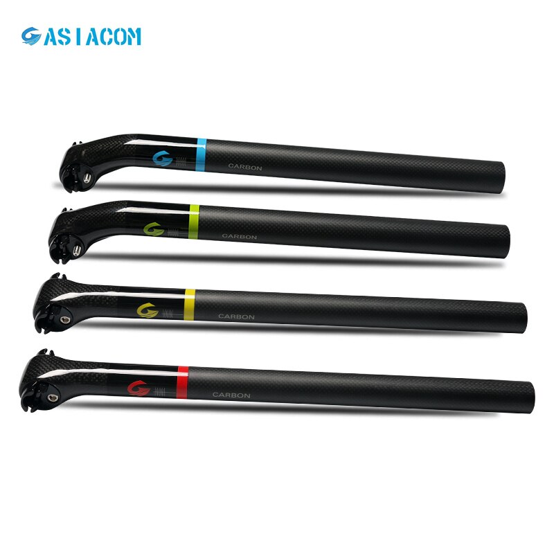 Asiacom fullkolfiber cykelstolpe mtb / vägcykel sadelstolpe offset 5 / 25 grader sätesrör 27.2/30.8/31.6*400mm