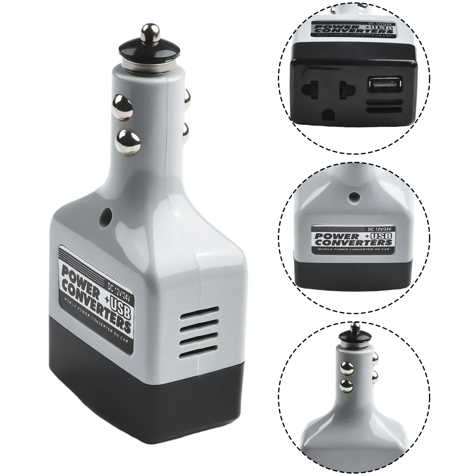 inverter bilstrømomformer lader del utskiftingsverktøy usb-uttak 12v/24v til 220v adapter til mobiltelefon