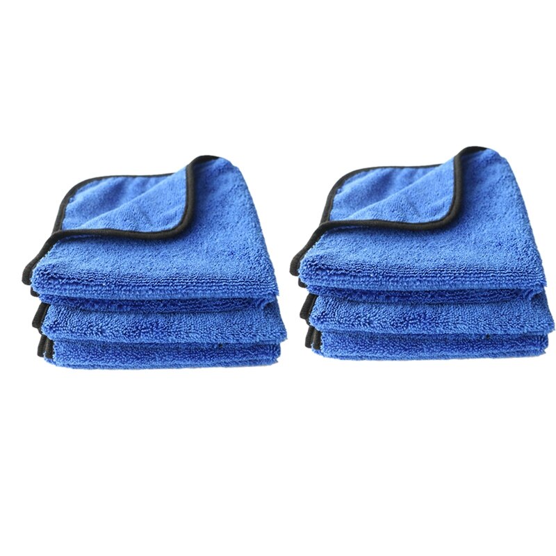 Microfiber Towels, 400 GSM Dual-Pile Super Plush Microfiber Towel, 16X16 Inch, Pack of 6: Blue