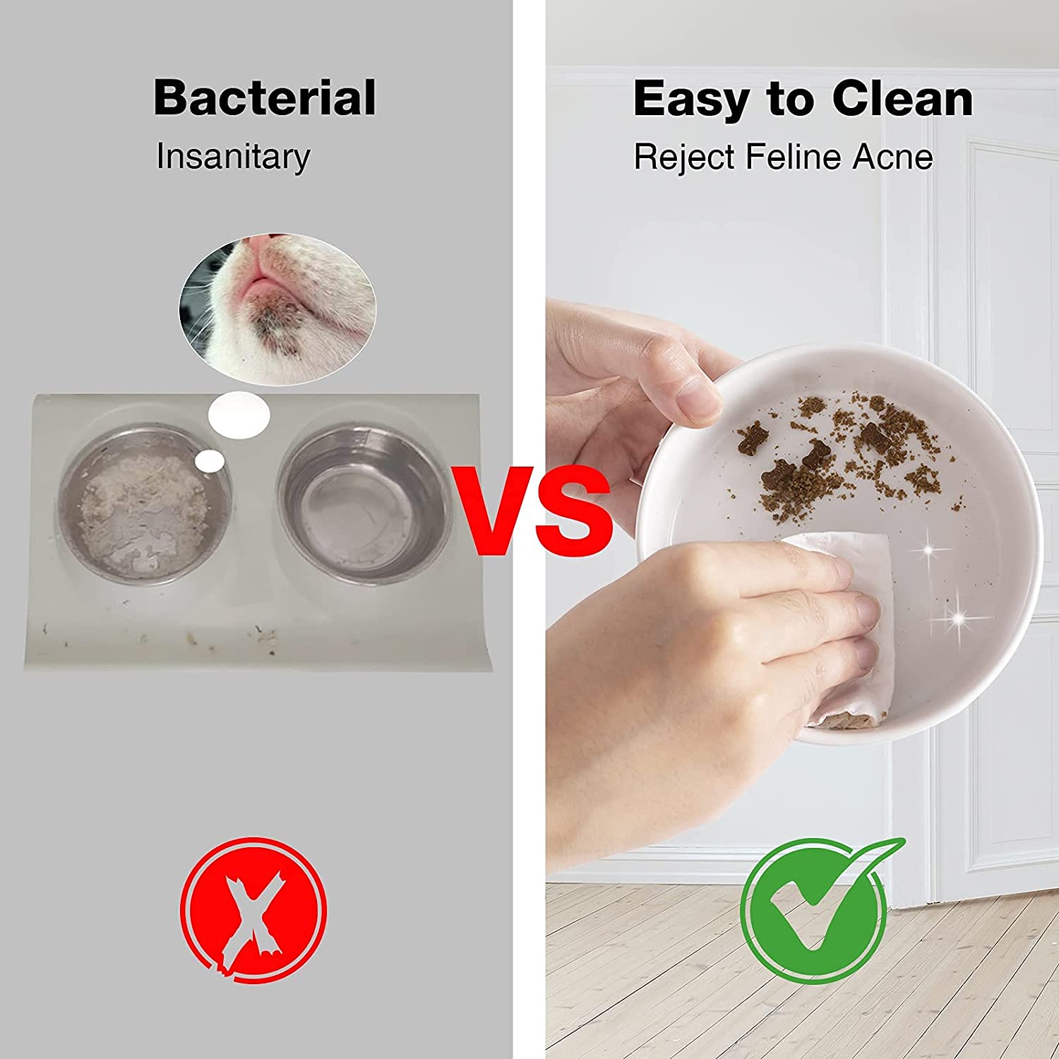 Bol à nourriture pour chiot en céramique avec support en bois antidérapant distributeur d'eau lavable pour aliments pour animaux de compagnie pour chats petits chiens bols pour animaux de compagnie fournitures