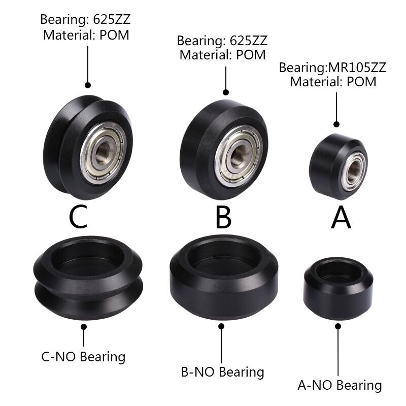 BIGTREETECH Openbuilds POM Wheel C-beam V-slot POM Polycarbonate Bearing Passive Round Wheel Idler Pulley Gear Perlin Wheel