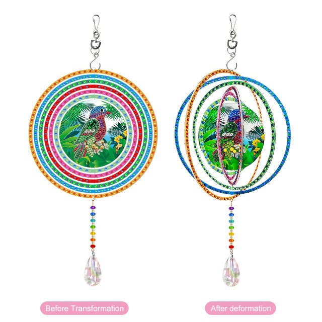 Exquisite Rotatable Wind Chime Kit 5D Diamond Painted Shaped Diamond Embroidery Pendant DIY Craft Mosaic Home Decor: GSP207