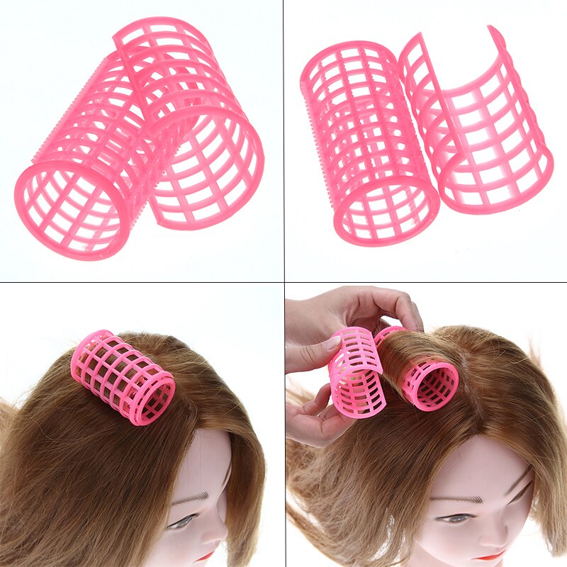 10 Rouleaux Bigoudis Roses En Plastique DIY - Lot De Coiffure, Neuf En Emballage