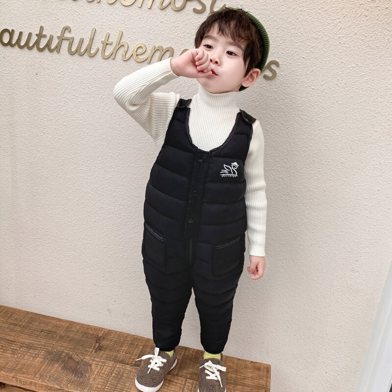 Shriymariy salopette d'hiver en coton pour enfants, pantalon chaud imperméable pour filles, ensemble de vêtements pour enfants, combinaison de neige pour bébé garçon 1-5y: Noir / 3t