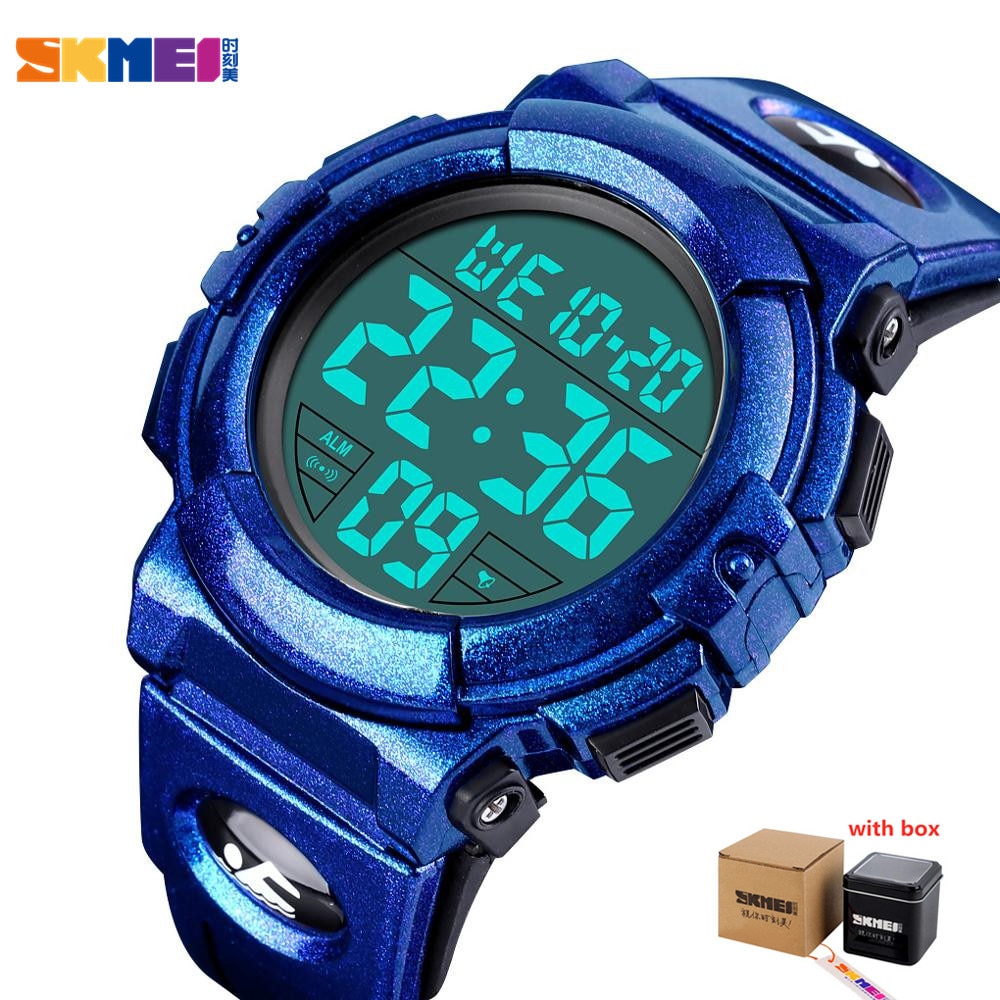 SKMEI Chrono Men Watch Top Luxury Brand Sport Watch Electronic Digital Male Wrist Clock Man 50M Waterproof Men's Watches 1258: purple 1 with box