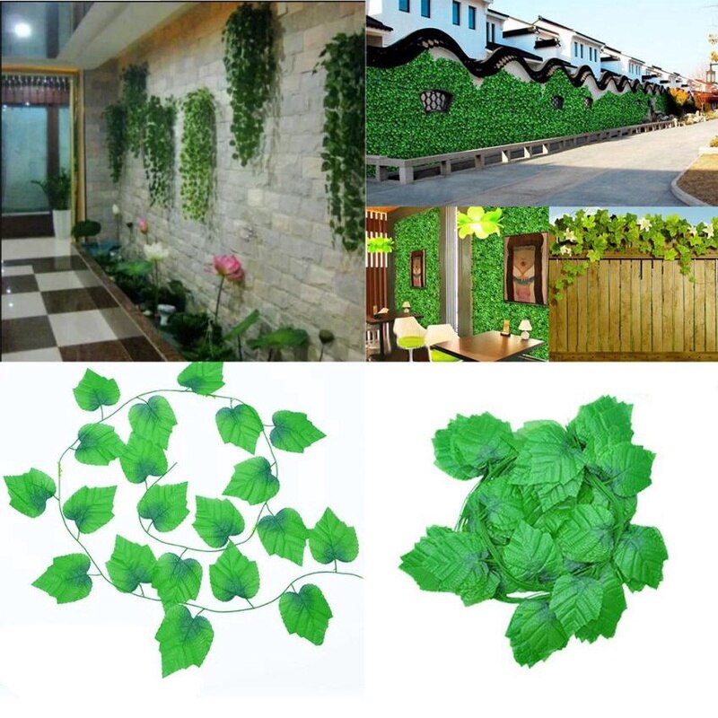Enredadera de plantas artificiales de 200cm, hoja verde, hiedra, vid para decoración del hogar y boda, guirnalda colgante diy, flores artificiales