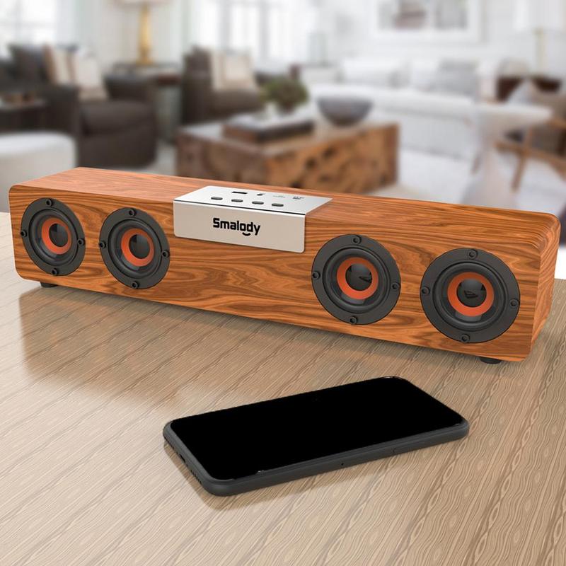 Bluetooth 5.0 Wireless TV Soundbar 4 Speaker Sound For home Speaker Theater Stereo Powerful Wooden Bar 20W Subwoofer Home P T2J9