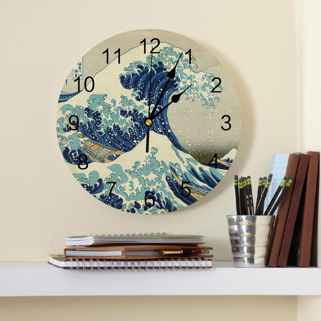 The Great Wave off Kanagawa Wall Clock Home Decor Bedroom Silent Oclock Watch Wall Digital Clock Wall Clock for Kids Rooms