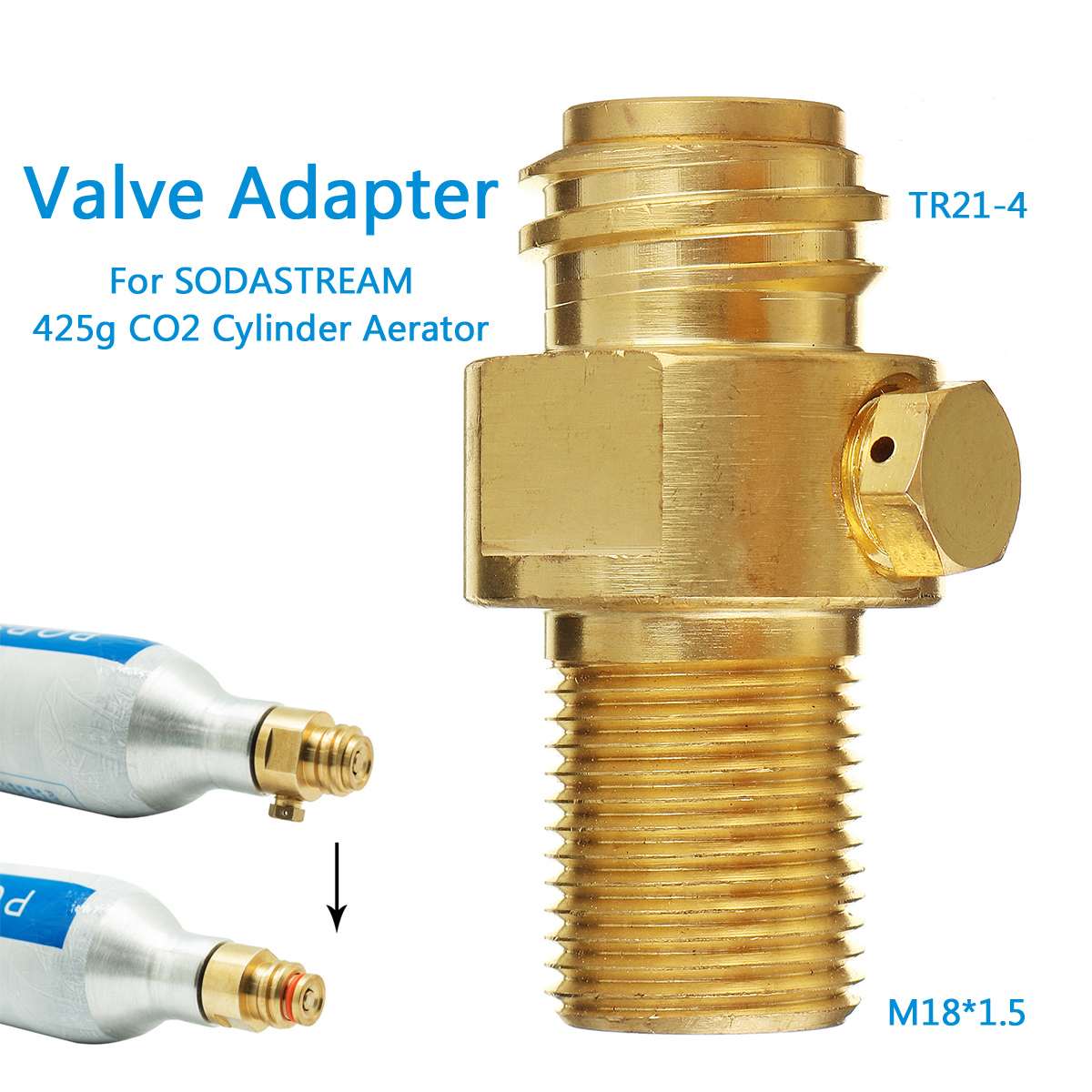 Valve Adapter Voor Sodastream 425G CO2 Cilinder Beluchter Koolzuur 60L M18 * 1.5 Interface