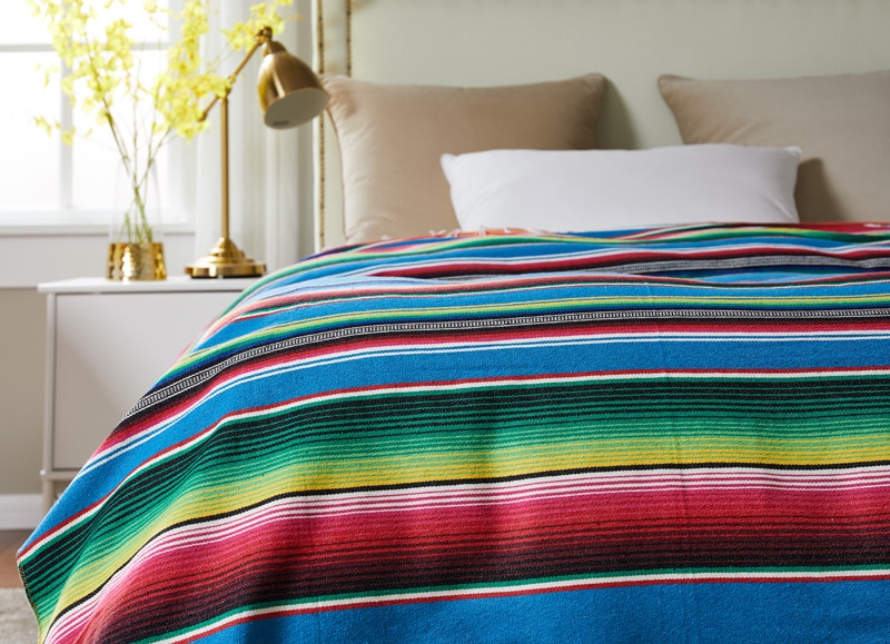 Manta de playa de estilo étnico, 8 colores, tapicería para el hogar, camping, Picnic, viaje, avión, esterilla de algodón, India mexicana, cobija de arcoíris hecha a mano