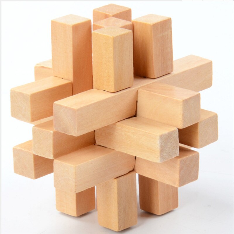 Kong Ming Luban Lock Chinese Traditional Toy Unique 3D Wooden Puzzles Classical Intellectual Wooden Cube Educational Toy Gi: 11