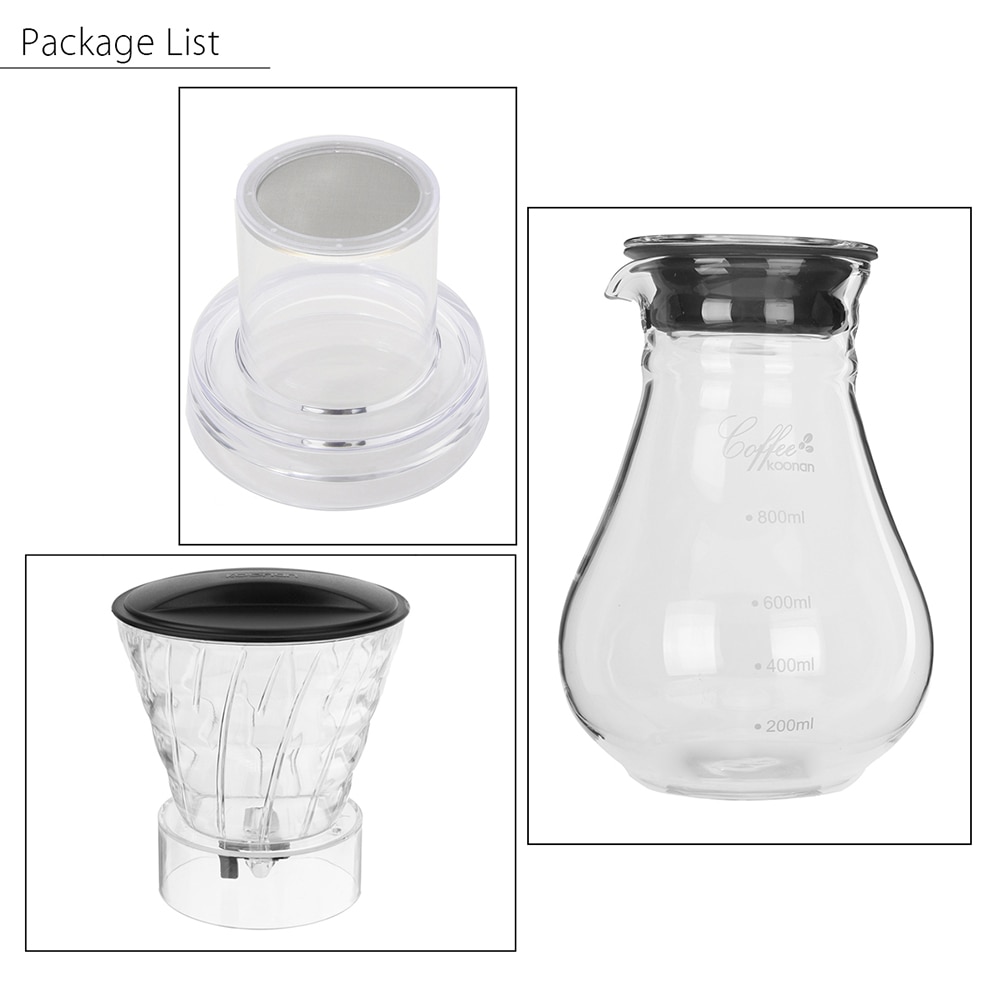 Household Glass 1000ML Brew Pot Ice Cu-be Filter Cup Cold Drip Coffee Maker Set