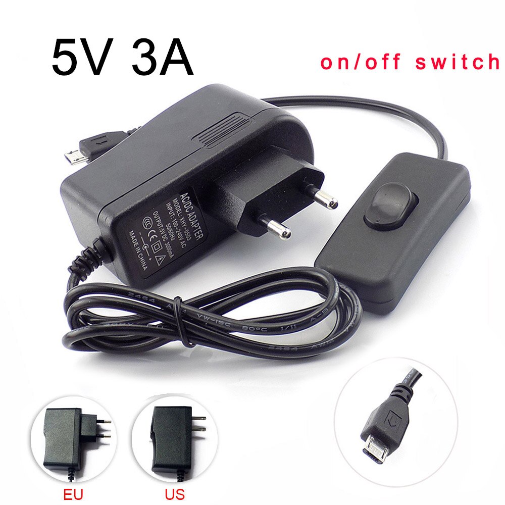 Micro Usb 5V 3A 3000mA Ac Naar Dc Voeding Adapter Oplader 100-240V Opladen Adapter Voor raspberry Pi Nul Tablet