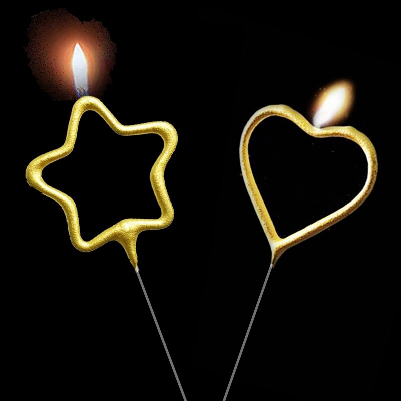 Velas de estrellas de amor huecas creativas, decoración para Tartas, decoración para aniversario de boda, recuerdos para Baby Shower, decoración para fiestas de cumpleaños para niños: Stars and Love