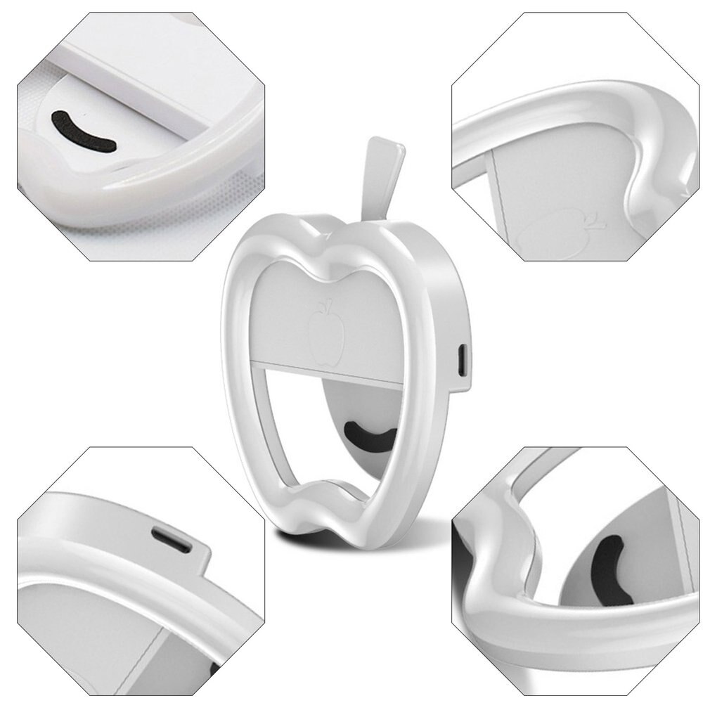 Luz de relleno de teléfono móvil en forma de manzana, para teléfono móvil externo, Flash de selfi de belleza, redonda, luz duradera de relleno en vivo